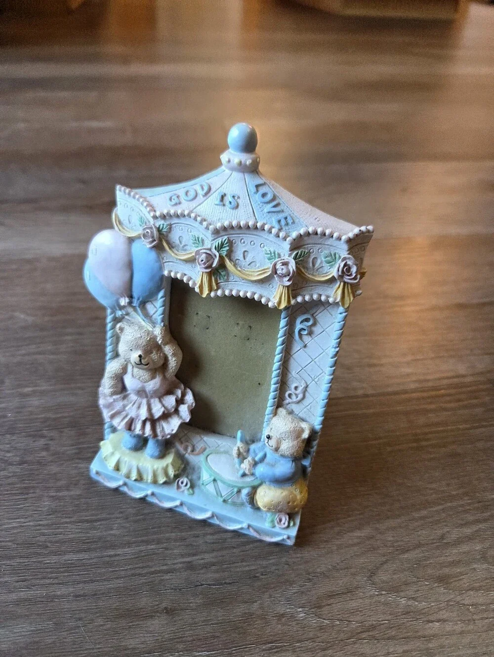 Vintage Bears & Balloon Nursery Baby Picture Frame Resin Ceramic 